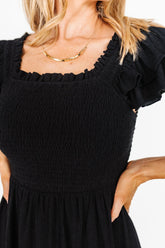 Jacie Smocked Midi Dress | Black